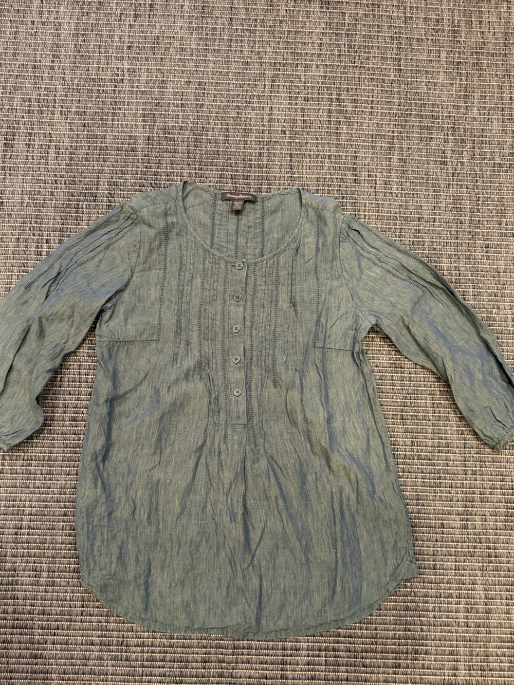 Tommy Bahama Washed Sage Green Button-Front Linen Blouse